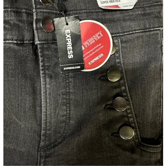 Express Super High Waisted Faded Black Legging Skinny Jeans - Picture 4 of 7